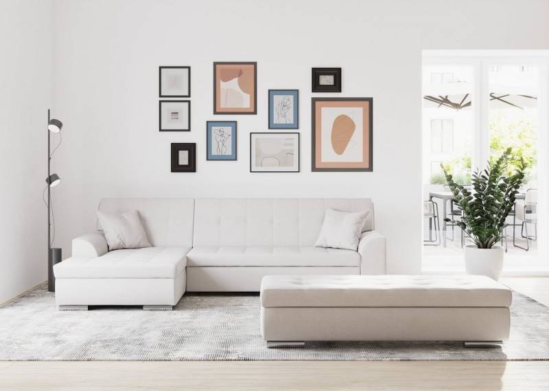 DOMO collection Ecksofa Treviso viele Bezüge, auch in Cord, L-Form, B/T/H: 267/80/83 cm, wahlweise mit Bettfunktion, incl. Zierkissen, hochwertige Steppung von DOMO collection