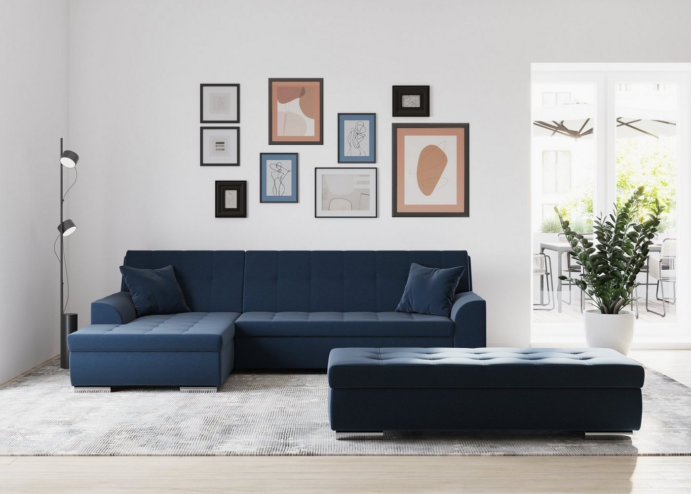 DOMO collection Ecksofa Treviso viele Bezüge, auch in Cord, L-Form, B/T/H: 267/80/83 cm, wahlweise mit Bettfunktion, incl. Zierkissen, hochwertige Steppung von DOMO collection