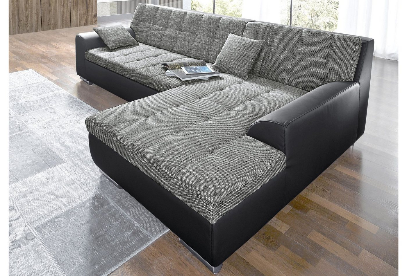 DOMO collection Ecksofa Treviso viele Bezüge, auch in Cord, L-Form, B/T/H: 267/80/83 cm, wahlweise mit Bettfunktion, incl. Zierkissen, hochwertige Steppung von DOMO collection