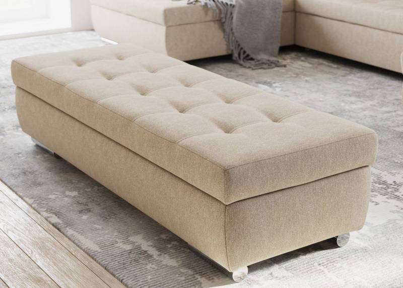 DOMO collection Hocker Treviso XXL: B/T/H: 161/60/41 cm, mit Stauraum, auch in Cord, passend zur Serie, moderne Steppung von DOMO collection