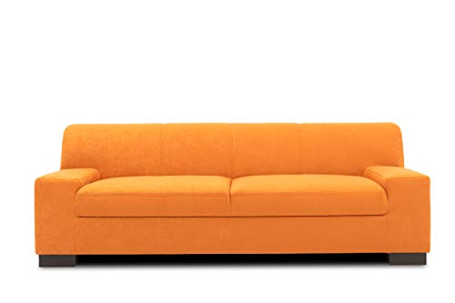 DOMO. Collection Norma Sofa , 3-Sitzer Couch , 3er Garnitur, 212x85x74 cm , Stoff orange gelb von DOMO. collection