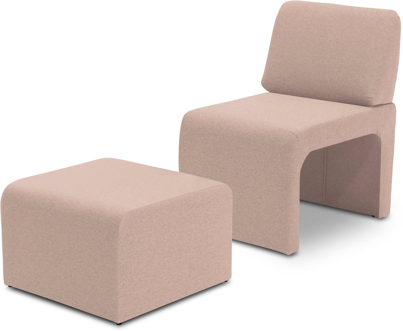 DOMO collection Sessel 700017 ideal für kleine Räume, platzsparend, trotzdem bequem, Hocker unter dem Sessel verstaubar, lieferbar in nur 2 Wochen von DOMO collection