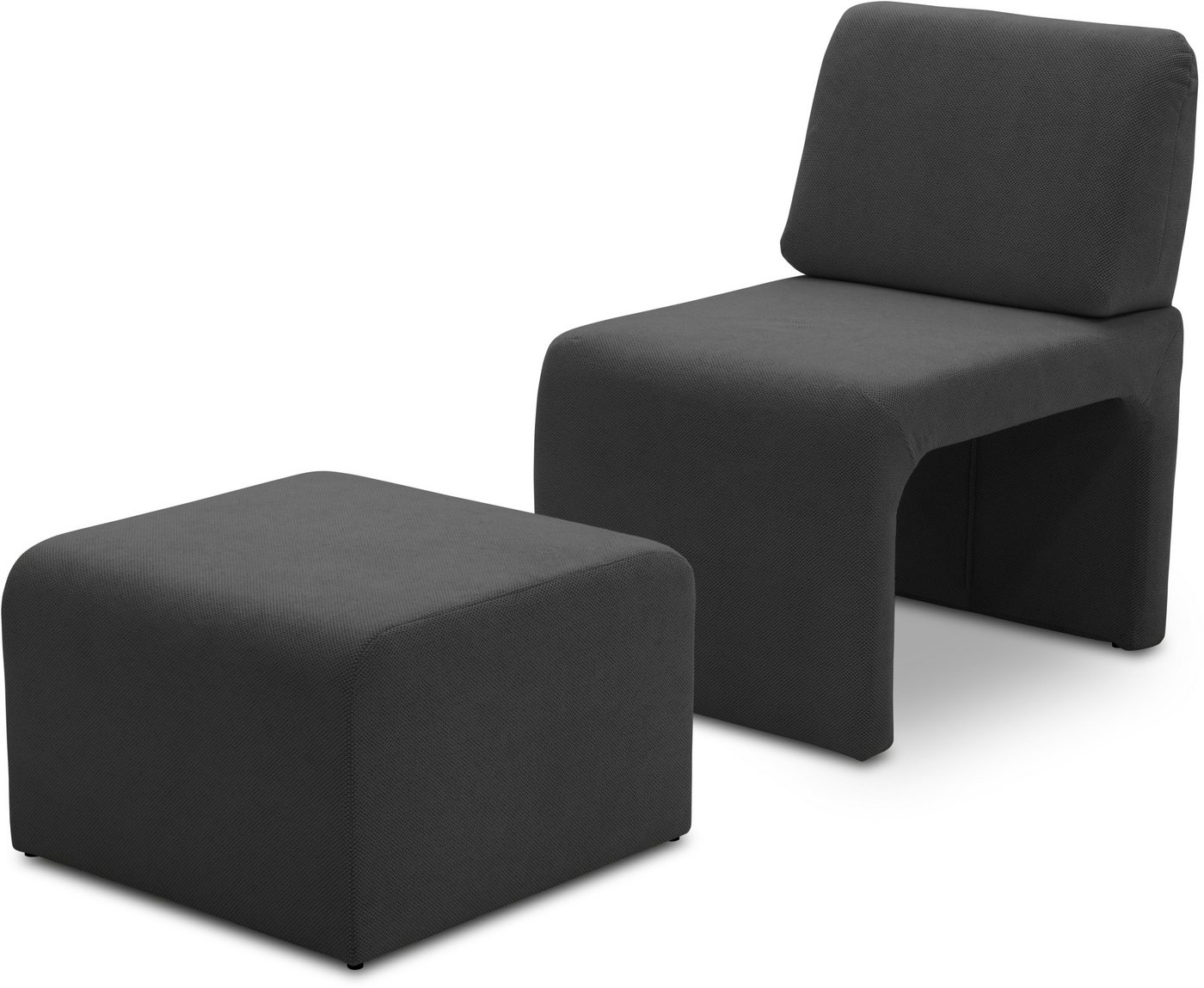 DOMO collection Sessel 700017 ideal für kleine Räume, platzsparend, trotzdem bequem, Hocker unter dem Sessel verstaubar, lieferbar in nur 2 Wochen von DOMO collection