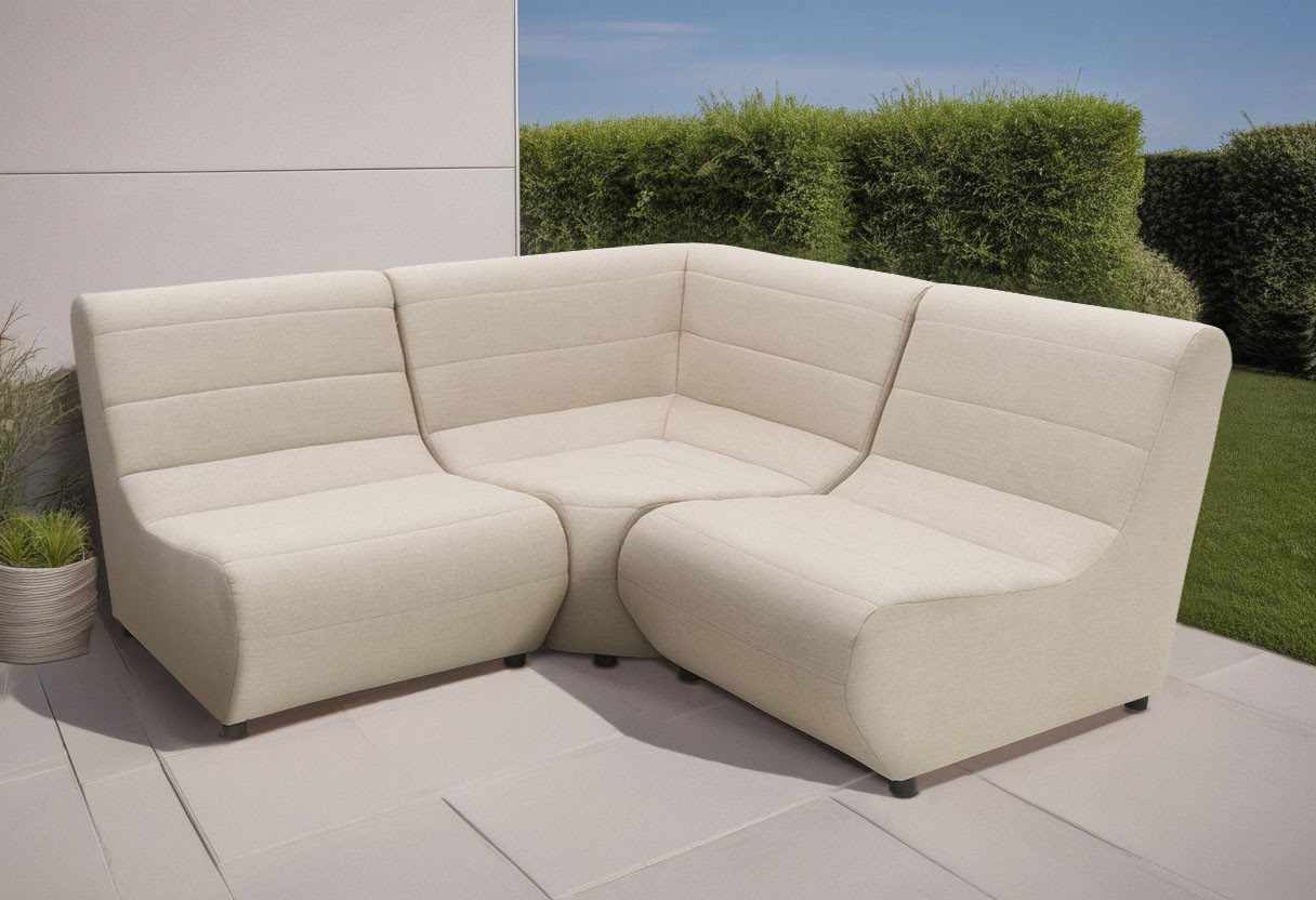 DOMO collection Sofa-Eckelement Soleil, pflegeleichter und wetterfester Bezug, Outdoor, besonderes Design und Formgebung, individuell erweiterbar von DOMO collection