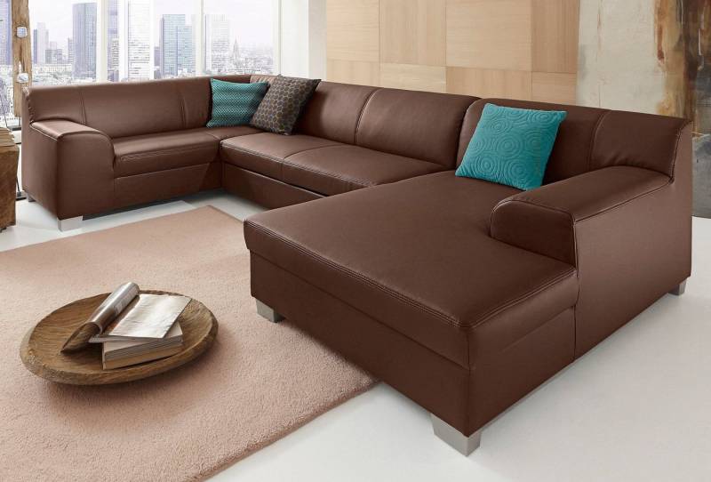 DOMO collection Wohnlandschaft Amando in vielen Bezugsvarianten, auch in Leder, komfortabel, U-Form, wahlweise mit Bettfunktion, fester Sitzkomfort, frei im Raum stellbar von DOMO collection