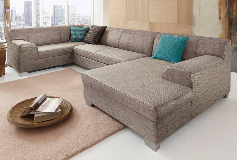 DOMO collection Wohnlandschaft Amando in vielen Bezugsvarianten, auch in Leder, komfortabel, U-Form, wahlweise mit Bettfunktion, fester Sitzkomfort, frei im Raum stellbar von DOMO collection