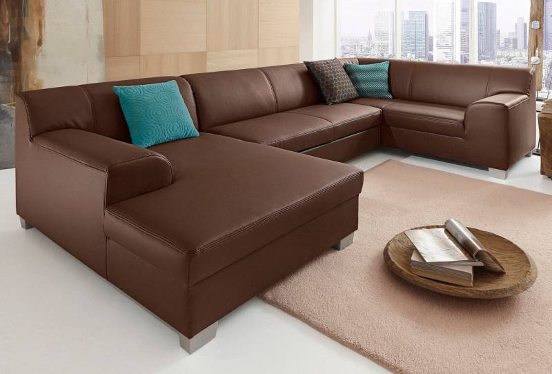 DOMO collection Wohnlandschaft Amando in vielen Bezugsvarianten, auch in Leder, komfortabel, U-Form, wahlweise mit Bettfunktion, fester Sitzkomfort, frei im Raum stellbar von DOMO collection