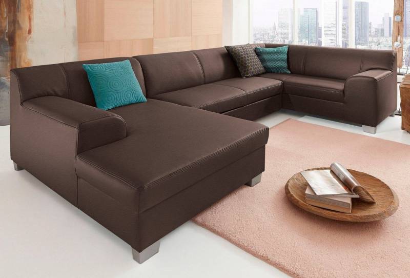 DOMO collection Wohnlandschaft Amando in vielen Bezugsvarianten, auch in Leder, komfortabel, U-Form, wahlweise mit Bettfunktion, fester Sitzkomfort, frei im Raum stellbar von DOMO collection