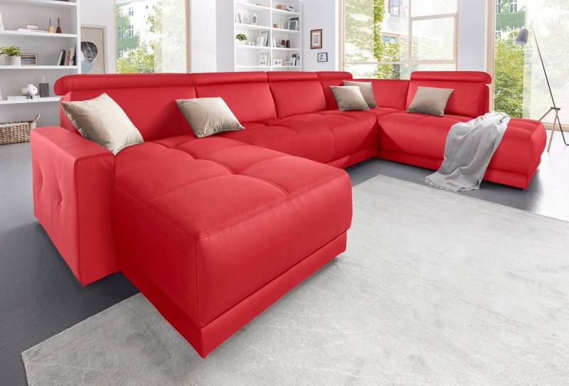 DOMO collection Wohnlandschaft Ava moderne Sitzheftung mit toller Doppelnaht, komfortabel, U-Form, mit Federkern, wahlweise mit Kopfteilverstellungen von DOMO collection