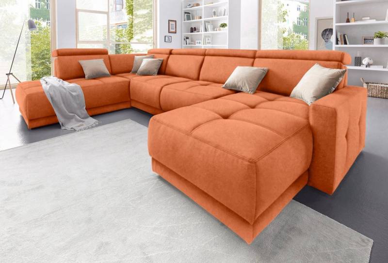 DOMO collection Wohnlandschaft Ava moderne Sitzheftung mit toller Doppelnaht, komfortabel, U-Form, mit Federkern, wahlweise mit Kopfteilverstellungen von DOMO collection