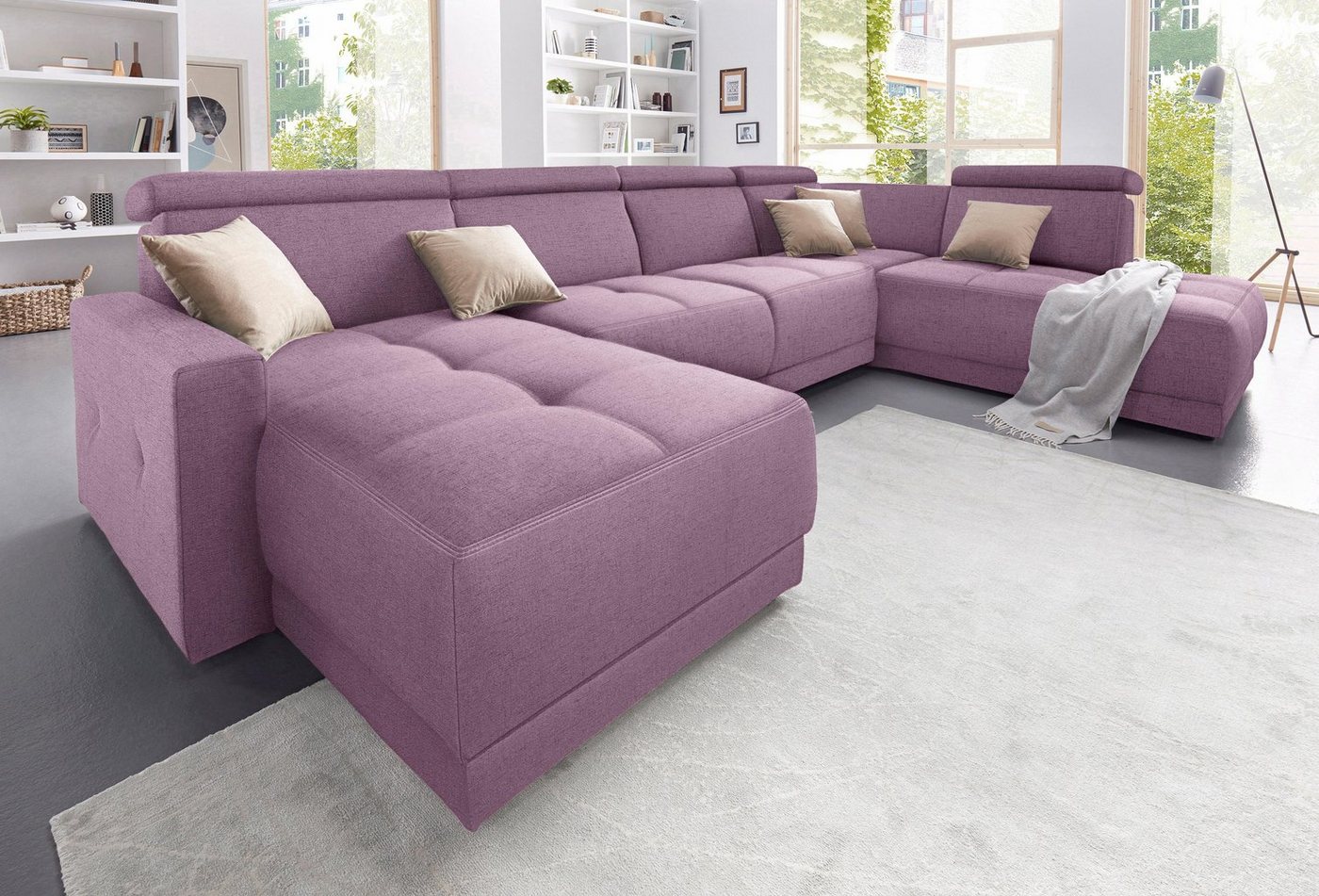 DOMO collection Wohnlandschaft Ava moderne Sitzheftung mit toller Doppelnaht, komfortabel, U-Form, mit Federkern, wahlweise mit Kopfteilverstellungen DOMO collection Wohnlandschaft Ava moderne Sitzheftung mit toller Doppelnaht, komfortabel, U-Form, mit Federkern, wahlweise mit Kopfteilverstellungen von DOMO collection