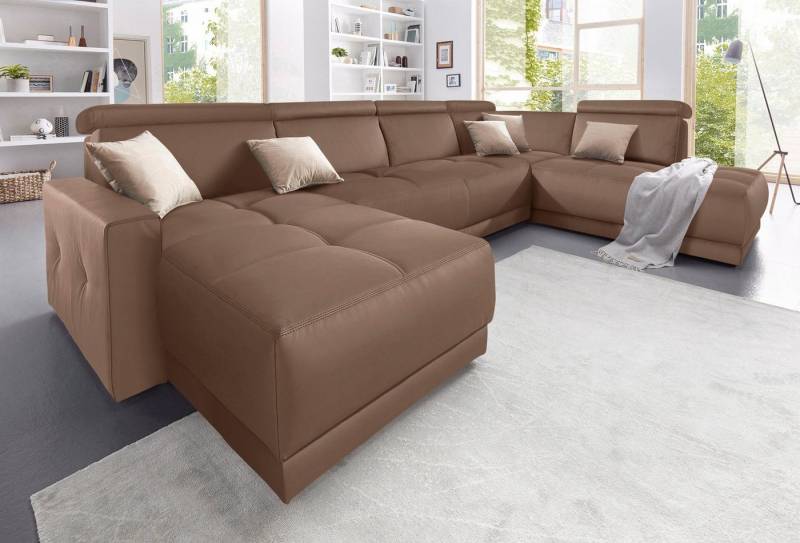 DOMO collection Wohnlandschaft Ava moderne Sitzheftung mit toller Doppelnaht, komfortabel, U-Form, mit Federkern, wahlweise mit Kopfteilverstellungen von DOMO collection