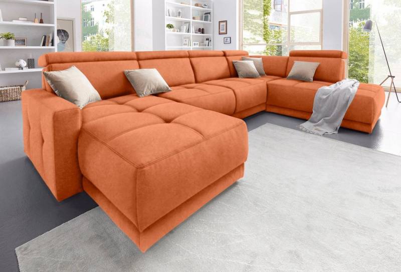 DOMO collection Wohnlandschaft Ava moderne Sitzheftung mit toller Doppelnaht, komfortabel, U-Form, mit Federkern, wahlweise mit Kopfteilverstellungen von DOMO collection