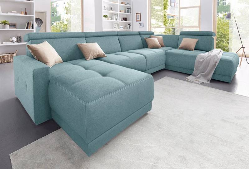 DOMO collection Wohnlandschaft Ava moderne Sitzheftung mit toller Doppelnaht, komfortabel, U-Form, mit Federkern, wahlweise mit Kopfteilverstellungen von DOMO collection