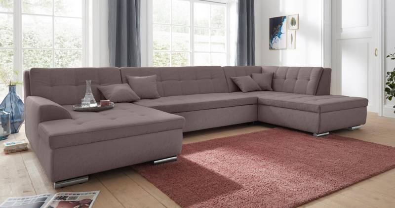 DOMO collection Wohnlandschaft Aversa U-Form, wahlweise mit Bettfunktion, frei im Raum stellbar von DOMO collection