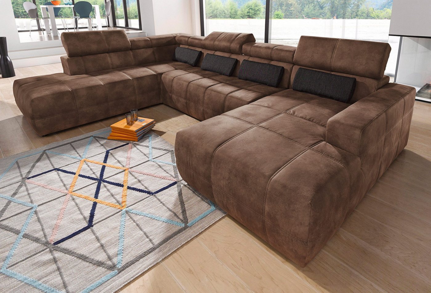 DOMO collection Wohnlandschaft Brandon viele Bezugsarten, auch in Cord und Leder, incl. Nierenkissen, mit Kopfteilverstellung, wahlweise Sitztiefenverstellung, U-Form DOMO collection Wohnlandschaft Brandon viele Bezugsarten, auch in Cord und Leder, incl. Nierenkissen, mit Kopfteilverstellung, wahlweise Sitztiefenverstellung, U-Form von DOMO collection