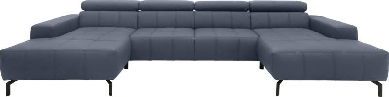 DOMO collection Wohnlandschaft Cunelli tolle Sitznähte als Designelement, fester Sitzkomfort, U-Form, wahlweise mit Kopfteilverstellung, bodenfrei von DOMO collection