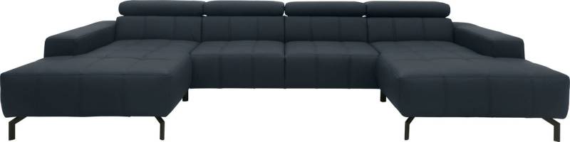 DOMO collection Wohnlandschaft Cunelli tolle Sitznähte als Designelement, fester Sitzkomfort, U-Form, wahlweise mit Kopfteilverstellung, bodenfrei von DOMO collection