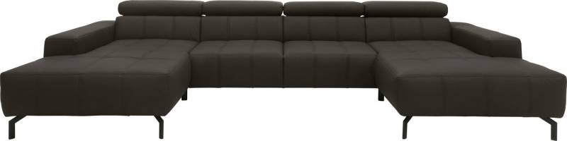 DOMO collection Wohnlandschaft Cunelli tolle Sitznähte als Designelement, fester Sitzkomfort, U-Form, wahlweise mit Kopfteilverstellung, bodenfrei von DOMO collection