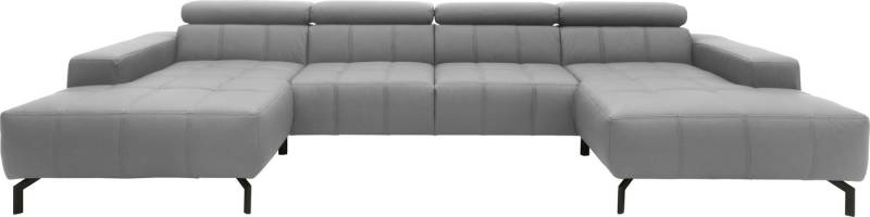DOMO collection Wohnlandschaft Cunelli tolle Sitznähte als Designelement, fester Sitzkomfort, U-Form, wahlweise mit Kopfteilverstellung, bodenfrei von DOMO collection