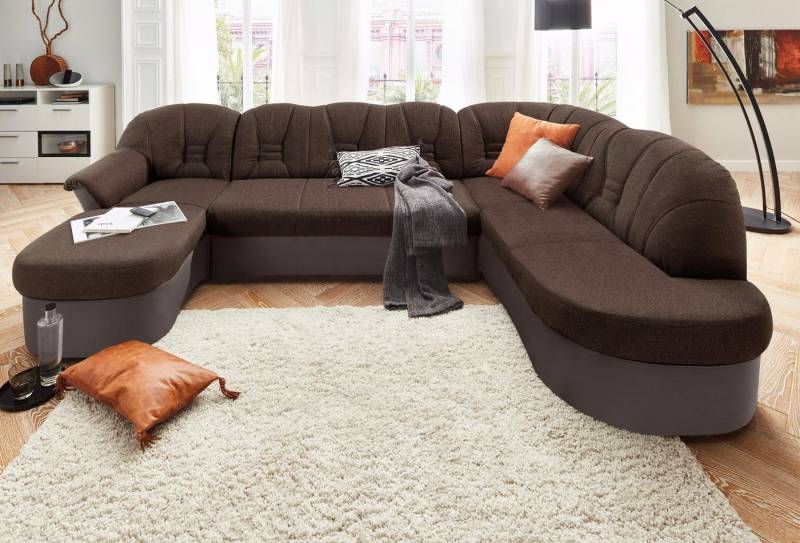 DOMO collection Wohnlandschaft Elva U-Form, wahlweise mit Bettfunktion und Federkern von DOMO collection