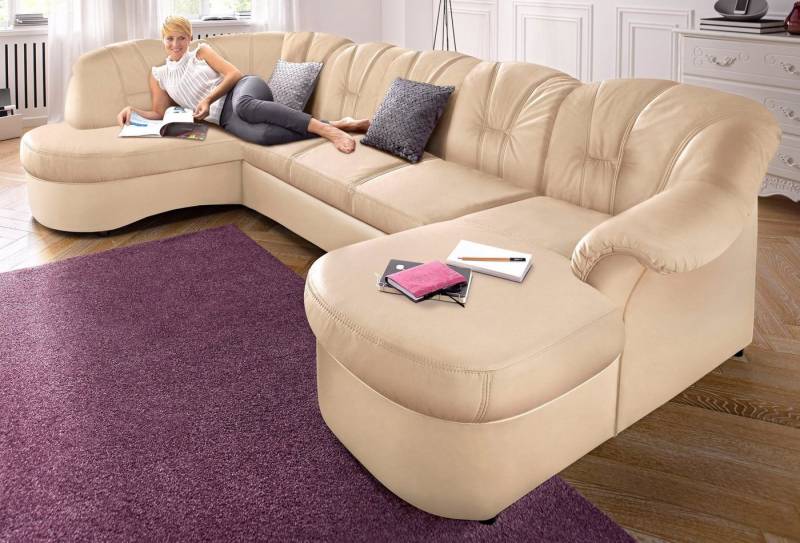 DOMO collection Wohnlandschaft Flores auch in Leder-Bezug, B/T/H: 293/180/86 cm, U-Form, wahlweise mit Bettfunktion, wahlweise mit Federkern, Schlafsofa von DOMO collection