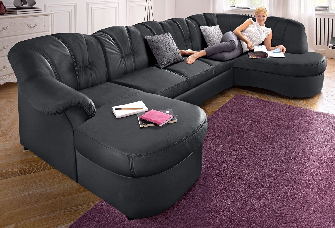 DOMO collection Wohnlandschaft Flores auch in Leder-Bezug, B/T/H: 293/180/86 cm, U-Form, 3 Teile, wahlweise mit Bettfunktion, wahlweise mit Federkern DOMO collection Wohnlandschaft Flores auch in Leder-Bezug, B/T/H: 293/180/86 cm, U-Form, 3 Teile, wahlweise mit Bettfunktion, wahlweise mit Federkern von DOMO collection