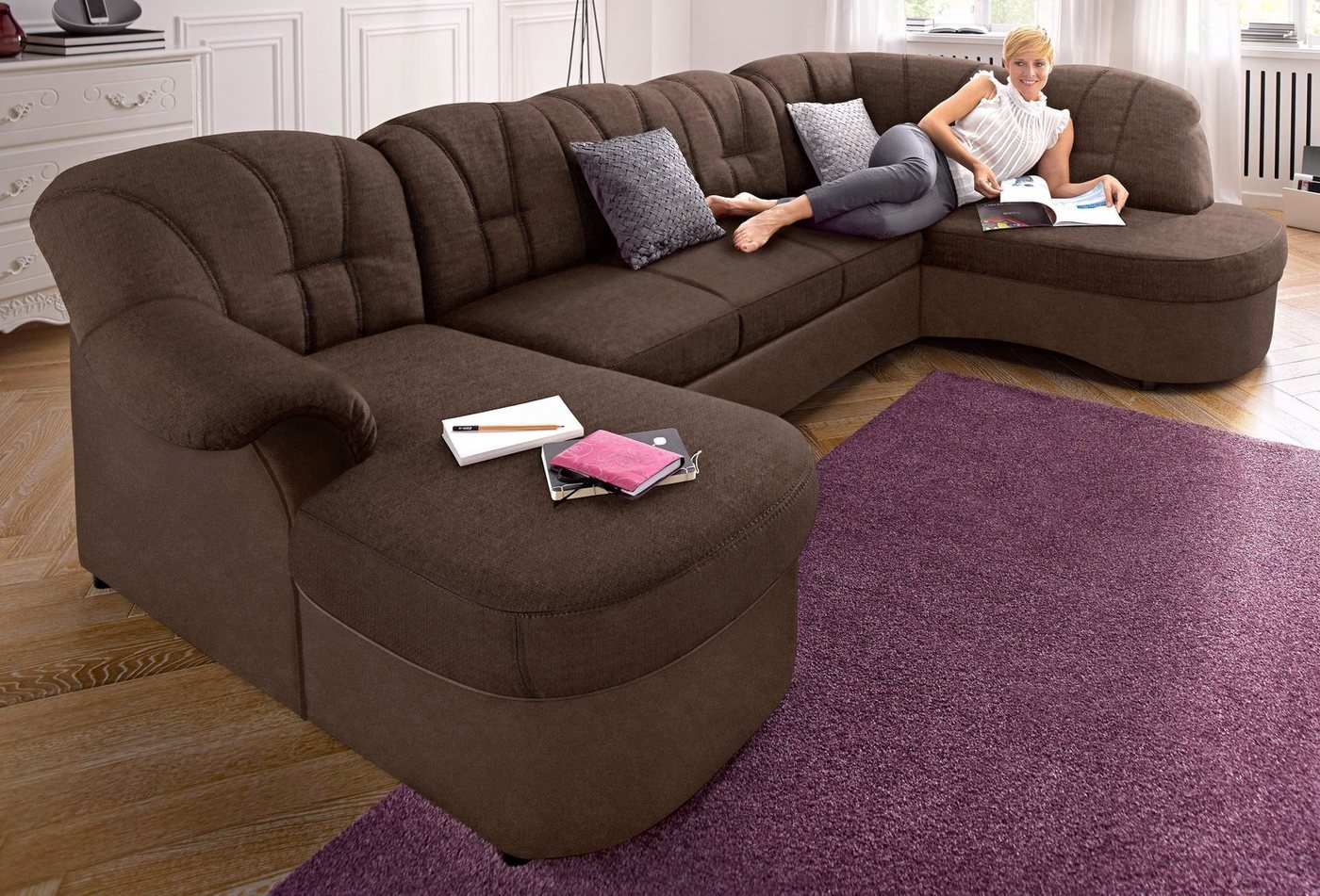 DOMO collection Wohnlandschaft Flores auch in Leder-Bezug, B/T/H: 293/180/86 cm, U-Form, wahlweise mit Bettfunktion, wahlweise mit Federkern, Schlafsofa von DOMO collection