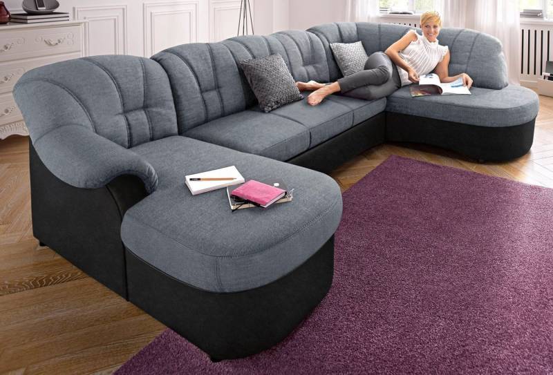 DOMO collection Wohnlandschaft Flores auch in Leder-Bezug, B/T/H: 293/180/86 cm, U-Form, wahlweise mit Bettfunktion, wahlweise mit Federkern, Schlafsofa von DOMO collection