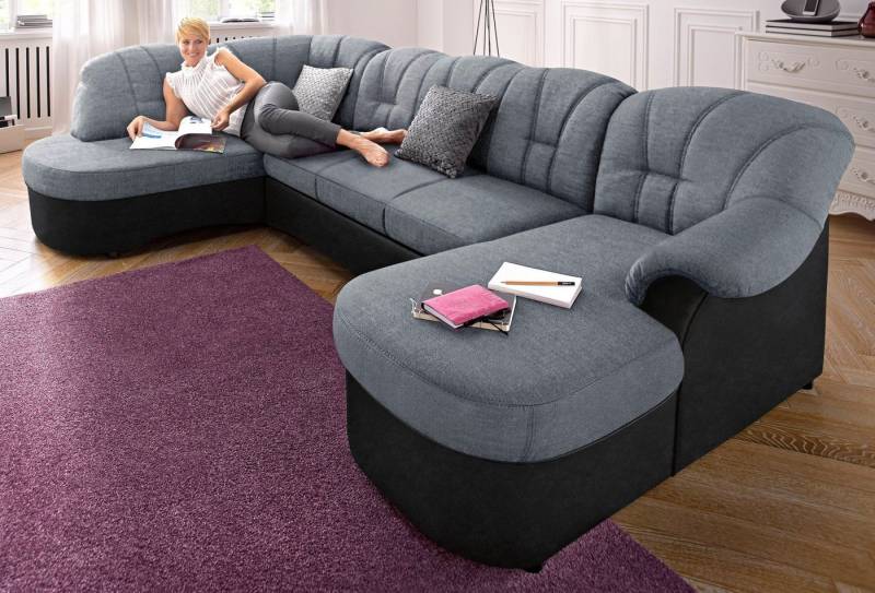 DOMO collection Wohnlandschaft Flores auch in Leder-Bezug, B/T/H: 293/180/86 cm, U-Form, wahlweise mit Bettfunktion, wahlweise mit Federkern, Schlafsofa von DOMO collection