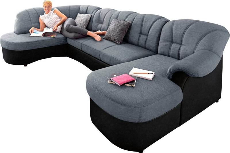 DOMO collection Wohnlandschaft Flores auch in Leder-Bezug, B/T/H: 293/180/86 cm, U-Form, 3 Teile, wahlweise mit Bettfunktion, wahlweise mit Federkern von DOMO collection