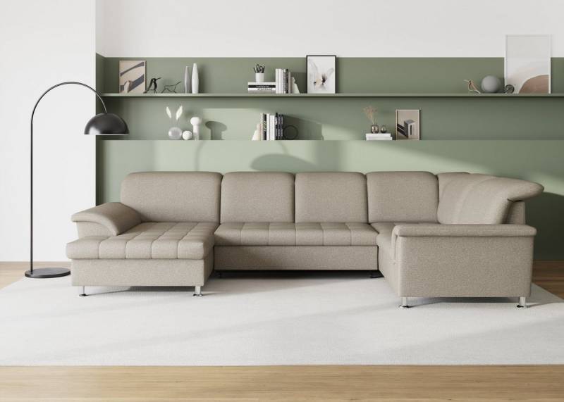 DOMO collection Wohnlandschaft Franzi optional mit Bettfunktion, Bettkasten & Kopfteilverstellung, U-Form, Recamiere links, schlamm, B/T: 352/214 cm von DOMO collection