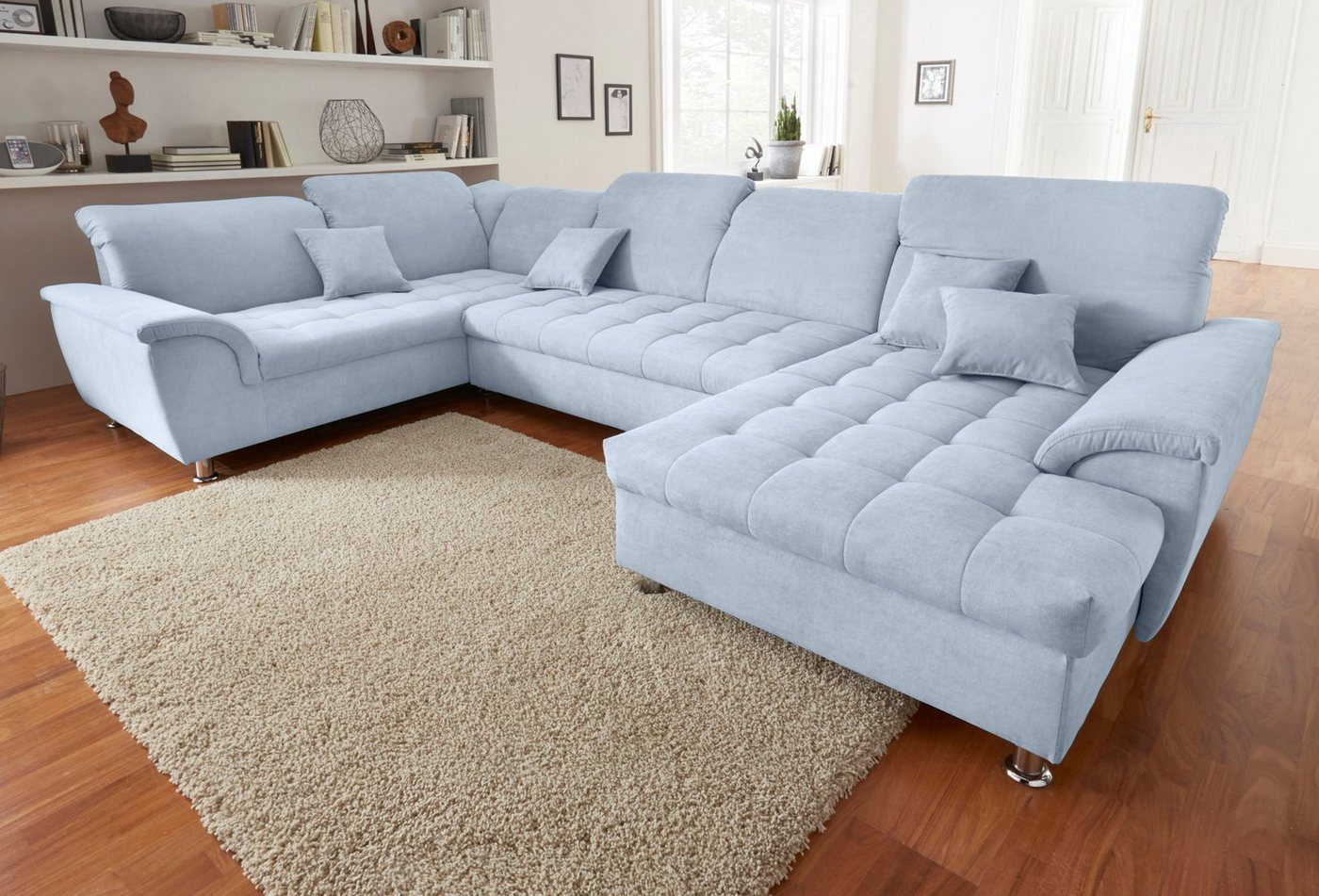 DOMO collection Wohnlandschaft Franzi wahlweise mit Kopfteilverstellung Bettfunktion, Bettkasten, im XXL-Format B/T/H: 352/214/80 cm, Schlafsofa, Steppung im Sitz von DOMO collection