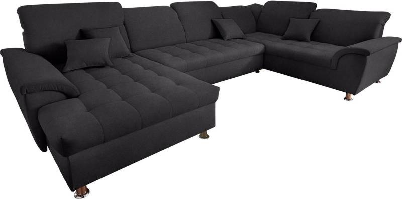 DOMO collection Wohnlandschaft Franzi optional mit Bettfunktion, Bettkasten & Kopfteilverstellung, U-Form, Recamiere links, graphite, B/T: 352/214 cm von DOMO collection