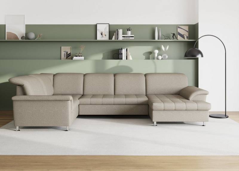 DOMO collection Wohnlandschaft Franzi optional mit Bettfunktion, Bettkasten & Kopfteilverstellung, U-Form, Recamiere rechts, schlamm, B/T: 352/214 cm von DOMO collection