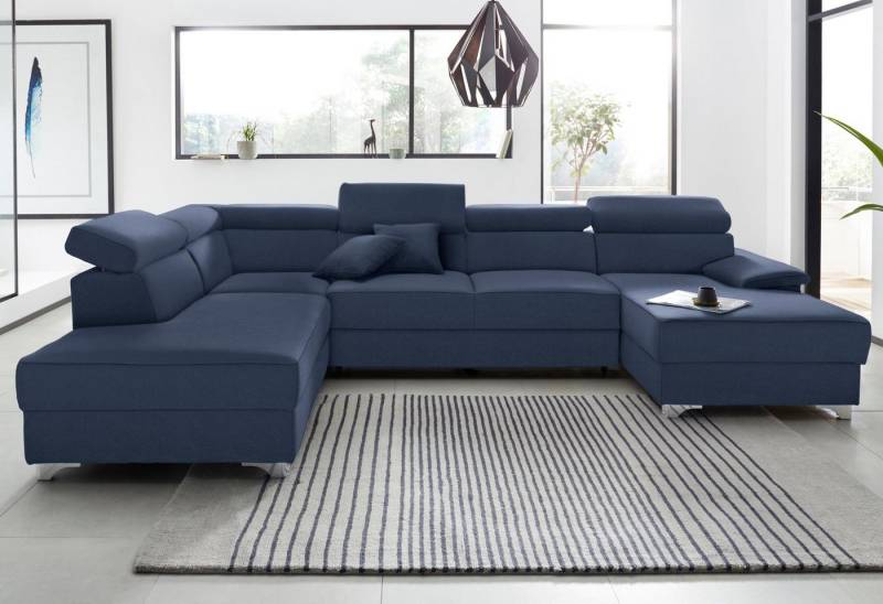 DOMO collection Wohnlandschaft Mira, inklusive Kopfteilverstellung für mehr Wohlfühlkomfort, U-Form, wahlweise mit Bettfunktion und Bettkasten, elegant und modern von DOMO collection