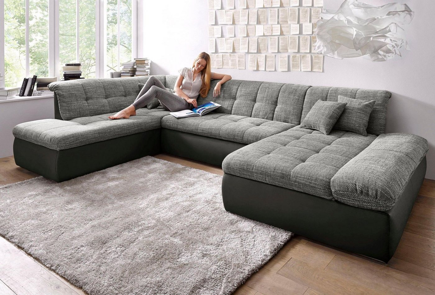 DOMO collection Wohnlandschaft Moric U-Form auch in Cord, im XXL-Format, wahlweise mit Bettfunktion und Armlehnenverstellung von DOMO collection