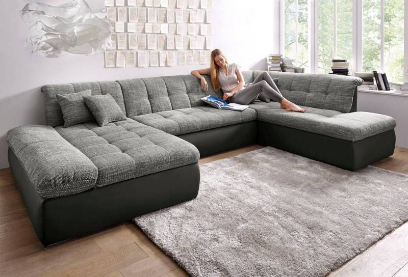DOMO collection Wohnlandschaft Moric U-Form auch in Cord, im XXL-Format, wahlweise mit Bettfunktion und Armlehnenverstellung von DOMO collection