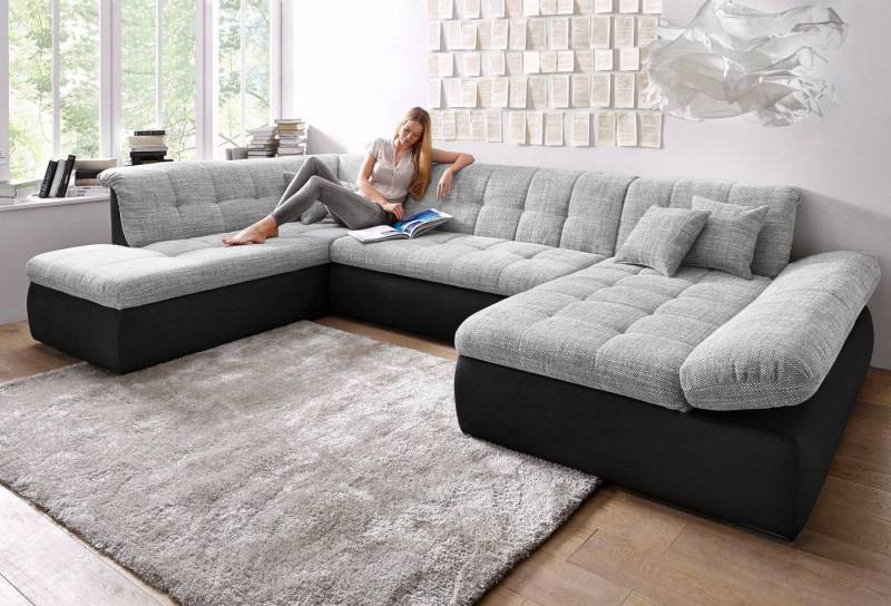 DOMO collection Wohnlandschaft Moric U-Form auch in Cord, im XXL-Format, wahlweise mit Bettfunktion und Armlehnenverstellung von DOMO collection
