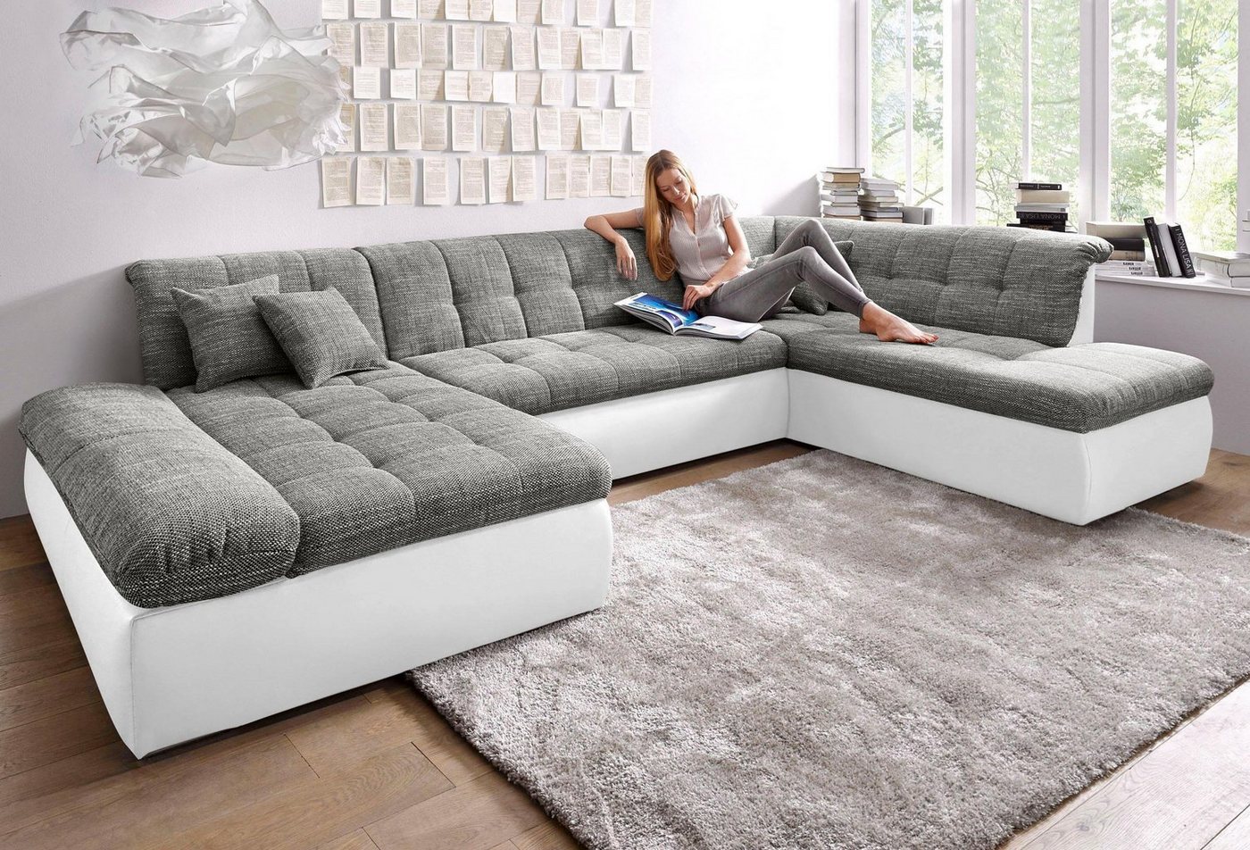 DOMO collection Wohnlandschaft Moric U-Form auch in Cord, im XXL-Format, wahlweise mit Bettfunktion und Armlehnenverstellung von DOMO collection