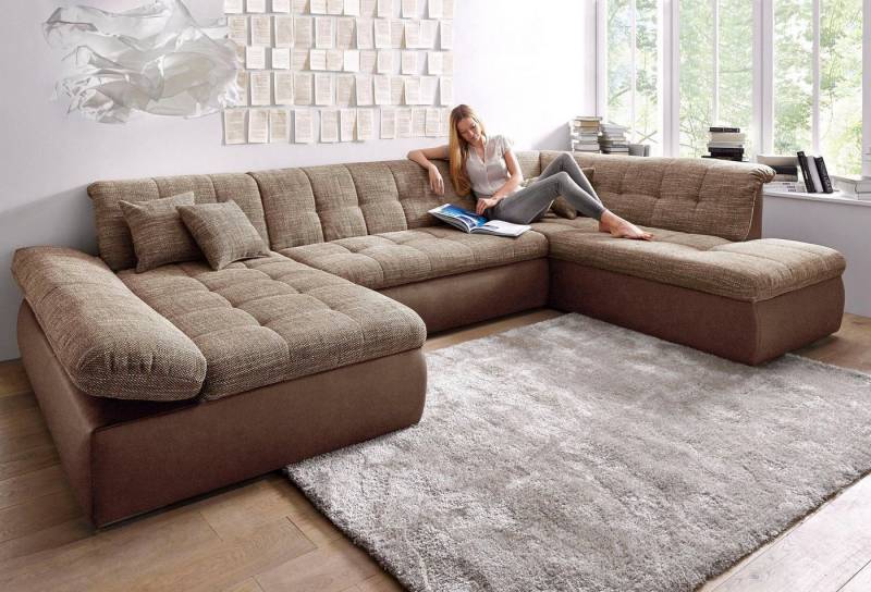 DOMO collection Wohnlandschaft Moric U-Form auch in Cord, im XXL-Format, wahlweise mit Bettfunktion und Armlehnenverstellung von DOMO collection