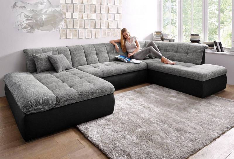 DOMO collection Wohnlandschaft Moric U-Form auch in Cord, im XXL-Format, wahlweise mit Bettfunktion und Armlehnenverstellung von DOMO collection