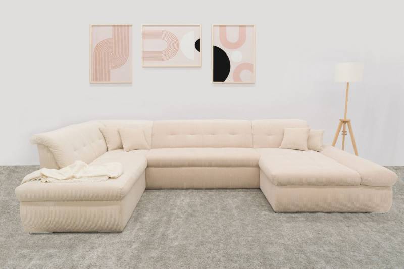 DOMO collection Wohnlandschaft Moric U-Form auch in Cord, im XXL-Format, wahlweise mit Bettfunktion und Armlehnenverstellung von DOMO collection