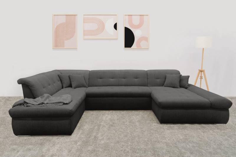 DOMO collection Wohnlandschaft Moric U-Form auch in Cord, im XXL-Format, wahlweise mit Bettfunktion und Armlehnenverstellung von DOMO collection