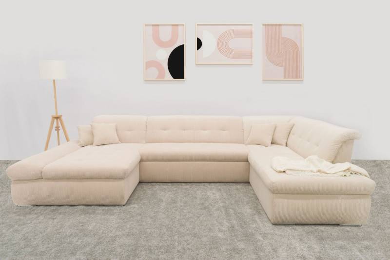 DOMO collection Wohnlandschaft Moric U-Form auch in Cord, im XXL-Format, wahlweise mit Bettfunktion und Armlehnenverstellung von DOMO collection