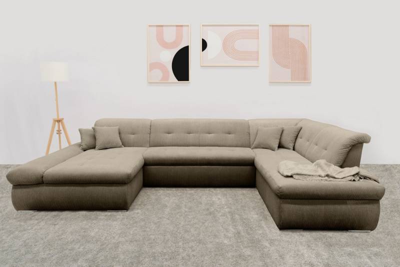 DOMO collection Wohnlandschaft Moric U-Form auch in Cord, im XXL-Format, wahlweise mit Bettfunktion und Armlehnenverstellung von DOMO collection