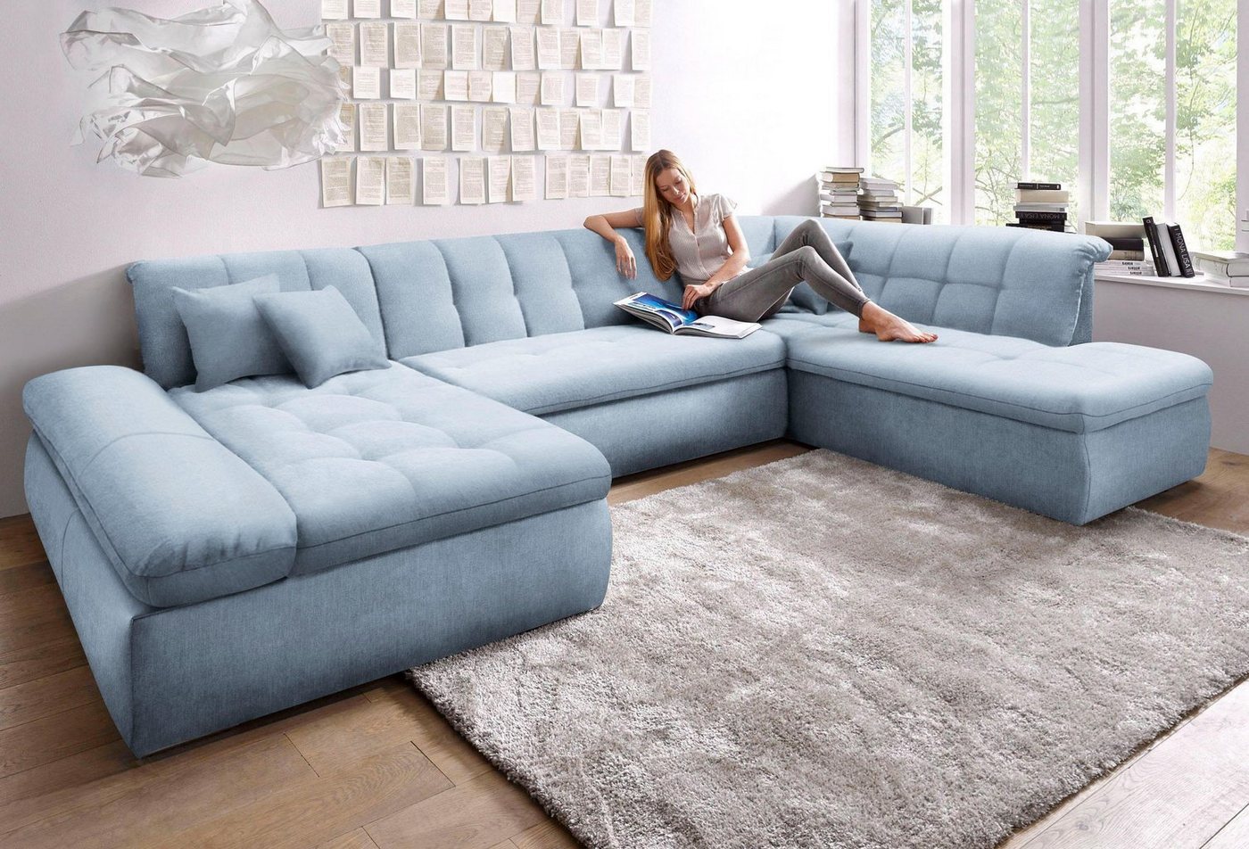 DOMO collection Wohnlandschaft NMoric im XXL-Format, B/T/H: 353/216/80 cm, incl. Zierkissen U-Form, wahlweise mit Bettfunktion und Armlehnenverstellung DOMO collection Wohnlandschaft NMoric im XXL-Format, B/T/H: 353/216/80 cm, incl. Zierkissen U-Form, wahlweise mit Bettfunktion und Armlehnenverstellung von DOMO collection