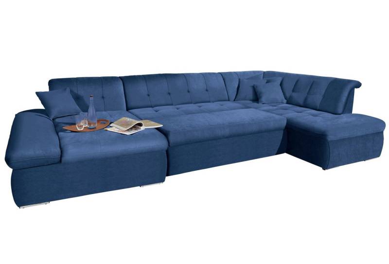 DOMO collection Wohnlandschaft NMoric im XXL-Format, B/T/H: 353/216/80 cm, incl. Zierkissen U-Form, wahlweise mit Bettfunktion und Armlehnenverstellung von DOMO collection