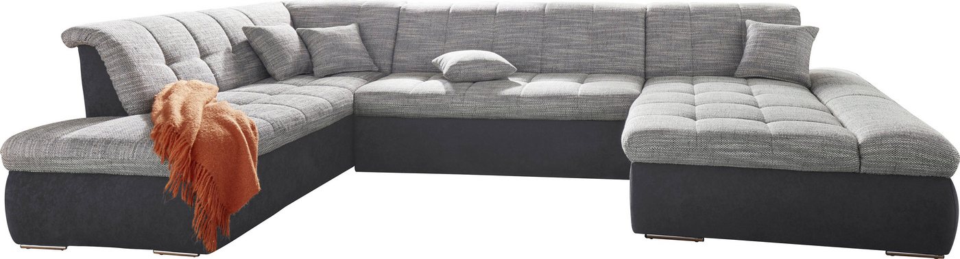 DOMO collection Wohnlandschaft PB Moric wahlweise mit Bettfunktion und Armteilverstellung U-Form, XXL-Format B/T/H: 353/216/80 cm, feine Steppung, incl. Zierkissen von DOMO collection