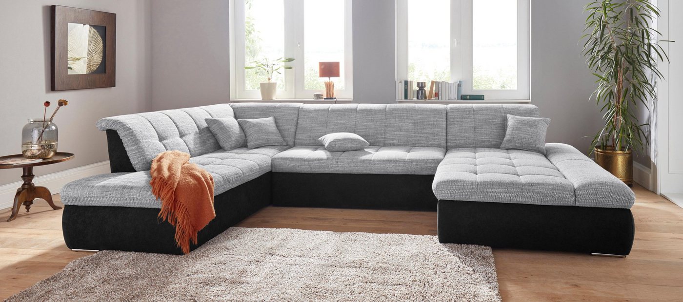 DOMO collection Wohnlandschaft PB Moric wahlweise mit Bettfunktion und Armteilverstellung, Schlafsofa, XXL-Format B/T/H: 353/216/80 cm, feine Steppung, incl. Zierkissen von DOMO collection